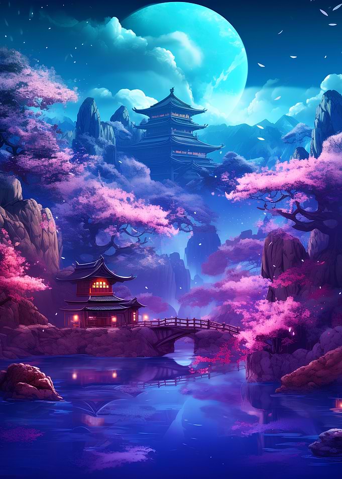 Japan Moon Cherry Blossom