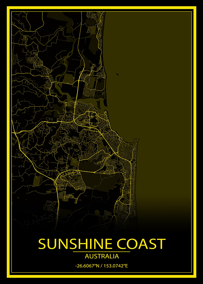 Sunshine Coast Yellow Map