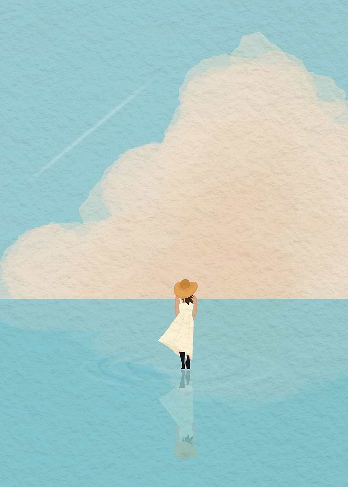 Girl standing on the sea