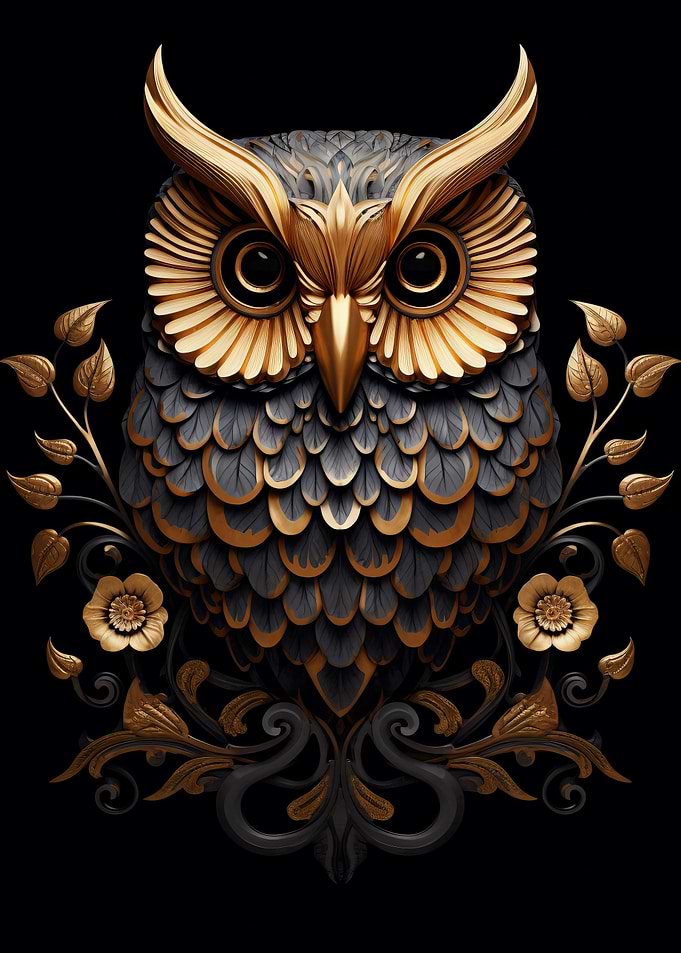 Black and Gold Owl