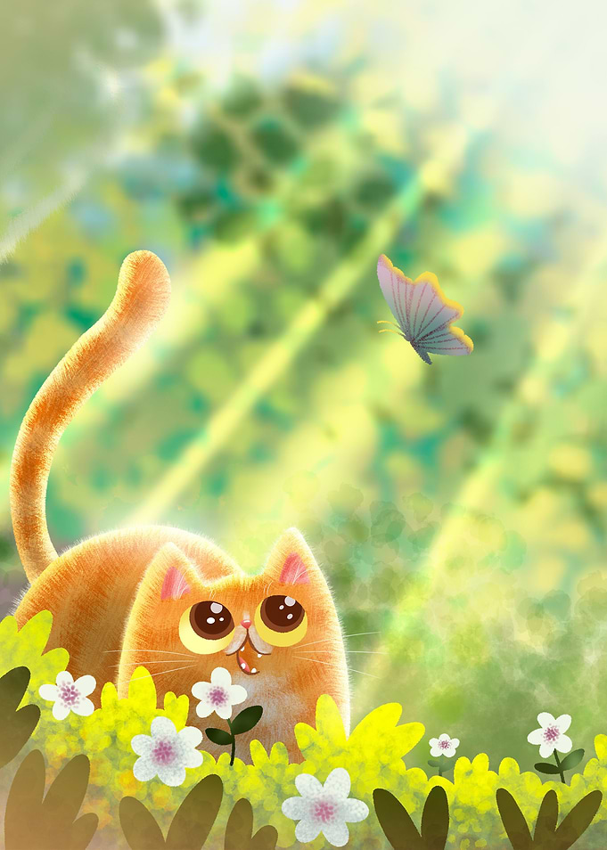 Cat and butterfly