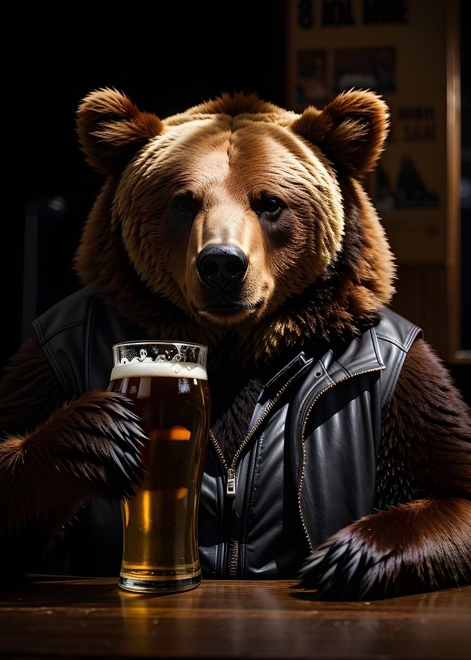 Funny drinking bear