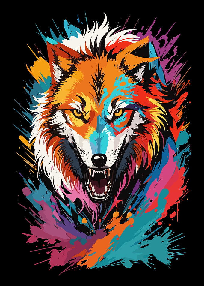 Wolf Head Graffiti Style