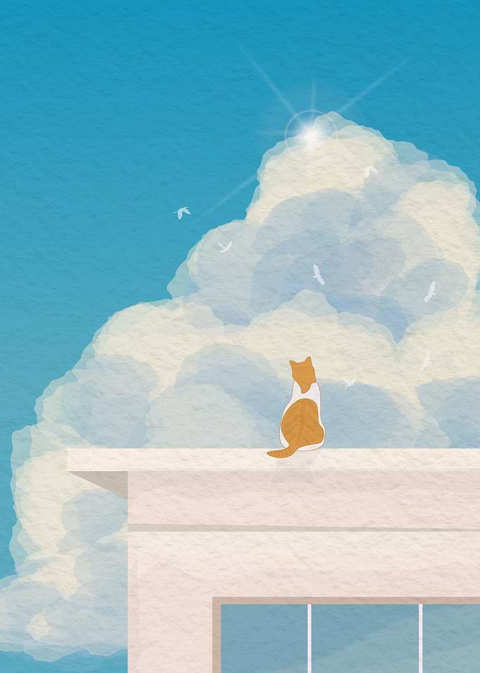 Japanese Cat On A Roof