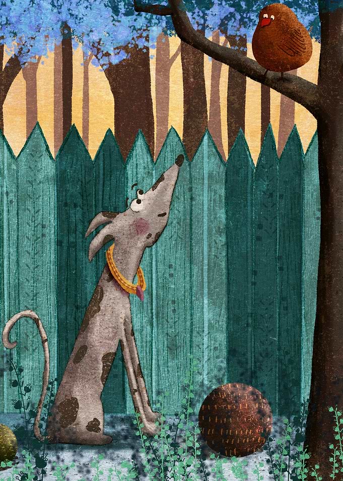 dog and bird
