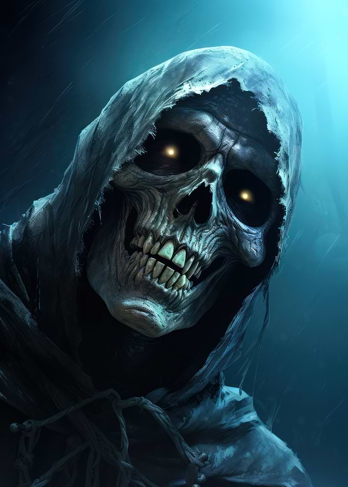 spooky skull laughting
