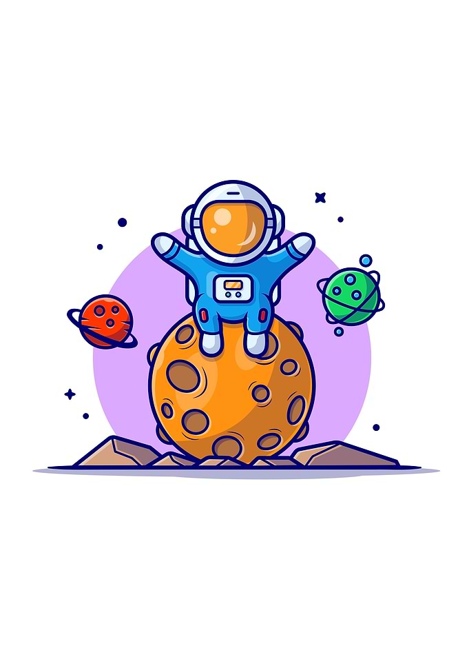 Cute Astronaut With Moon