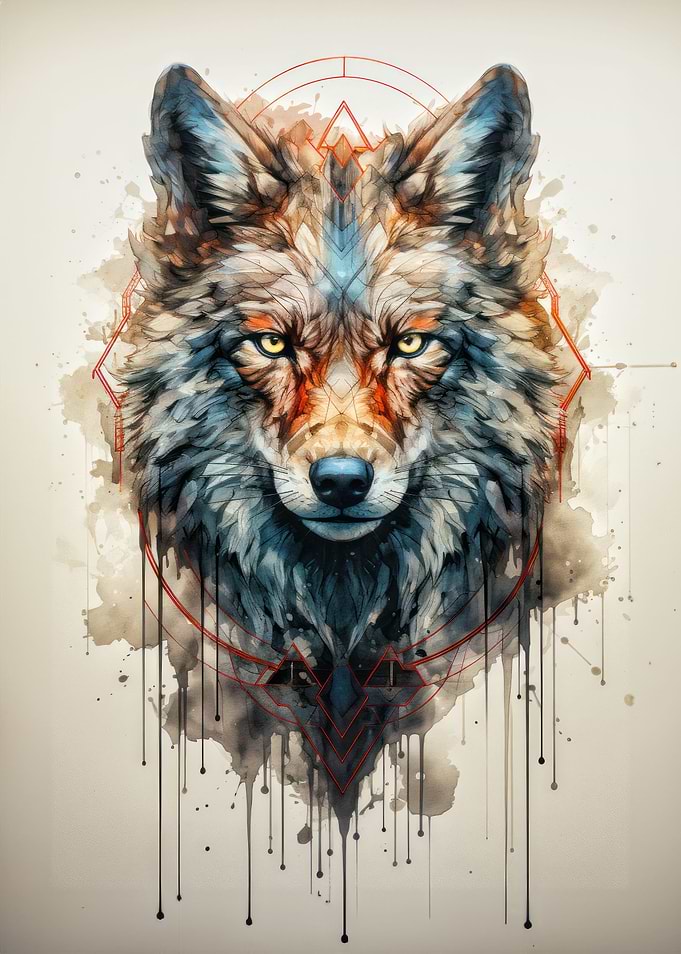 Mystic Gaze Geometric Wolf