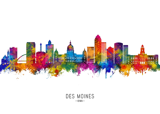 Des Moines Iowa Skyline