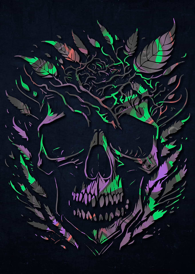 Psychedelic Flowers Skulls