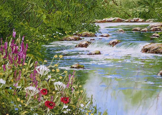 Spring River Flowers Paint