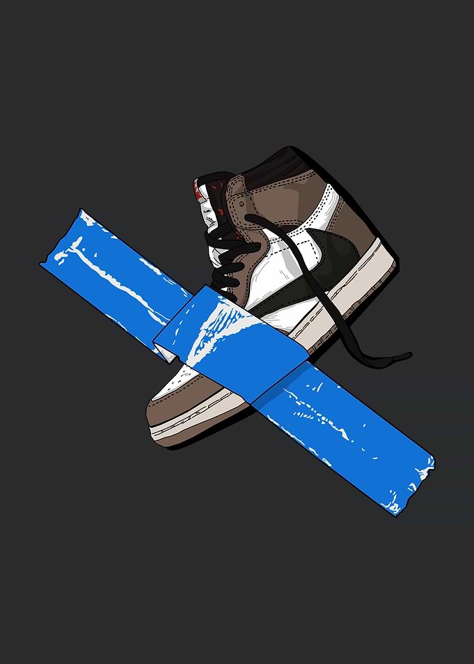brown shoes isolated wall