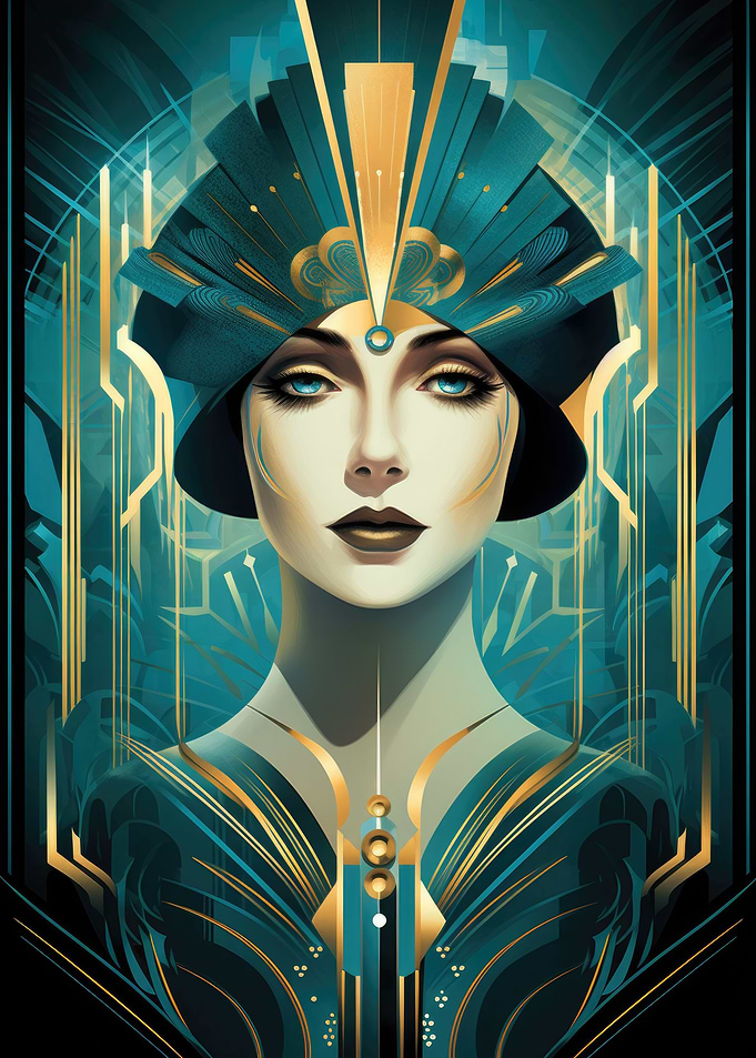 Deco Gaze Teal Gold