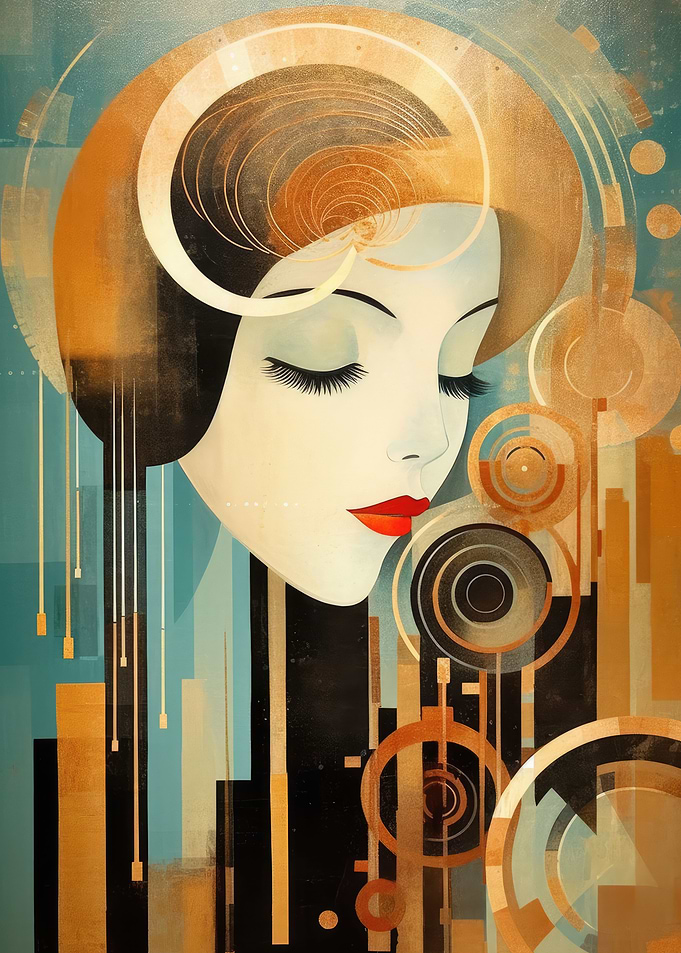 Deco Dance in Teal Gold