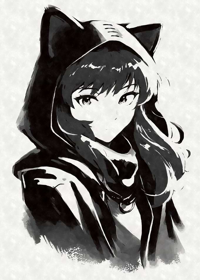 Nekomimi Hoodie Black Ink