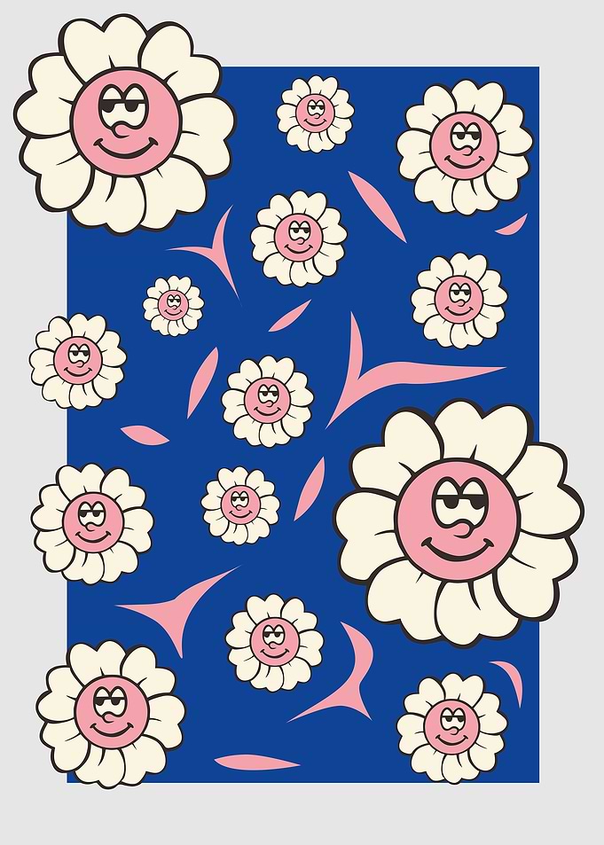 Retro Flower Emot Smile