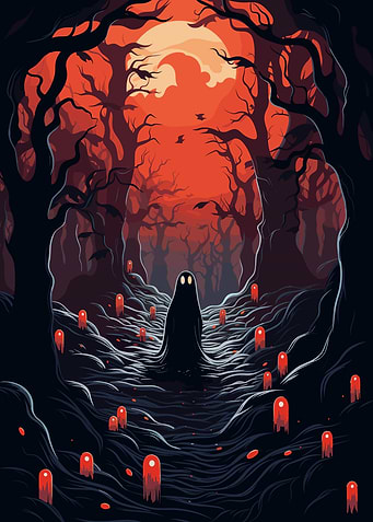 Spooky Forest with Ghosts