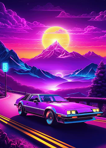 80s neon colors landscape