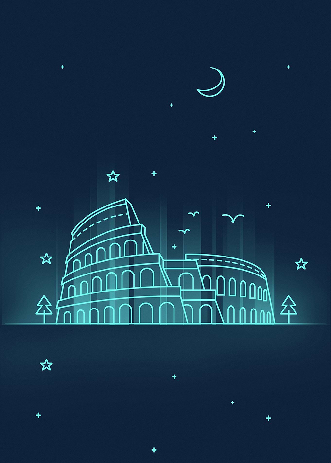 Rome Italy Neon Line