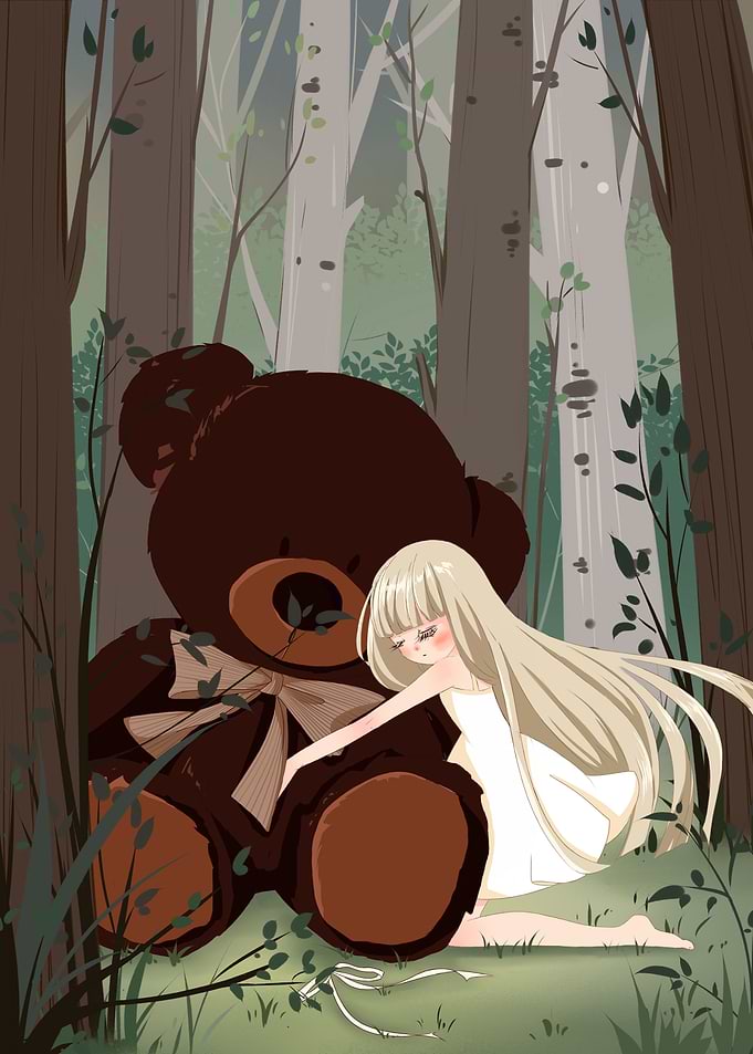 Little Girl With Her Bear
