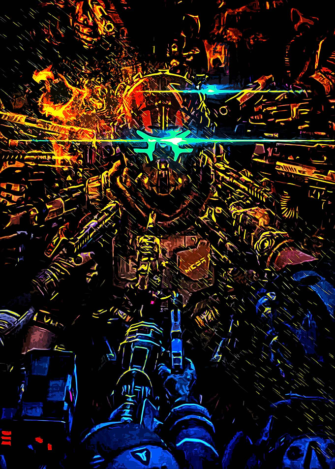 robots gun hunter art