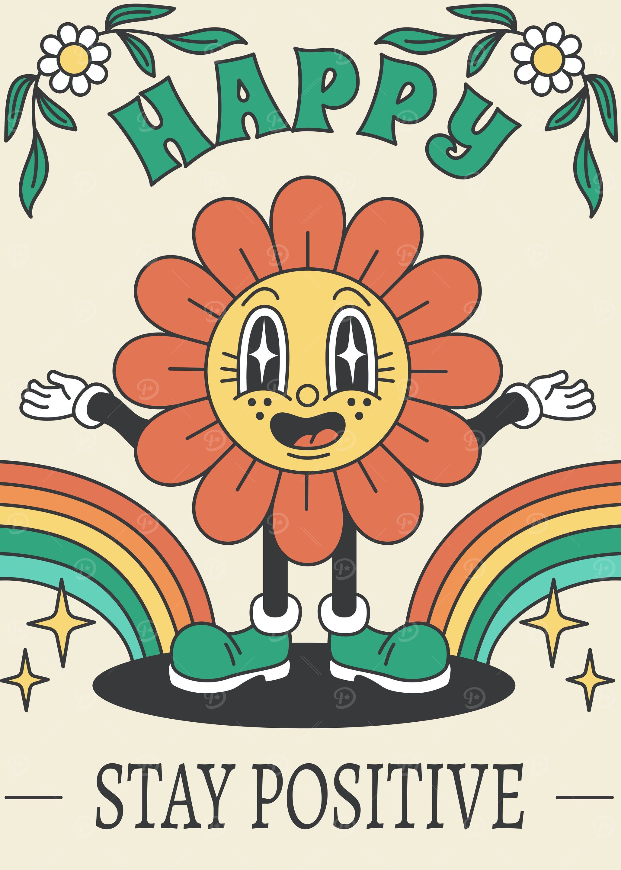 Happy Stay Positive Groovy