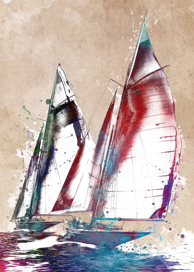 Boats racing sport art
