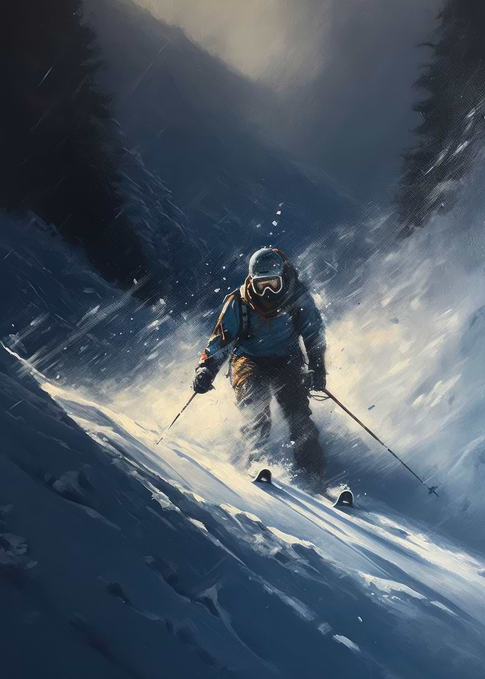Oil Painting of a Skier
