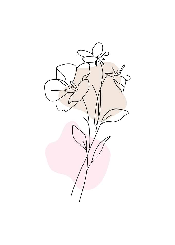 Floral continuous line art