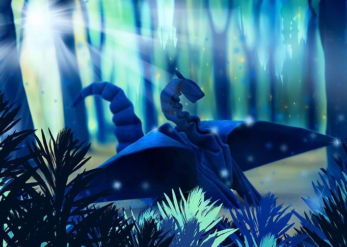 Dragon origami forest