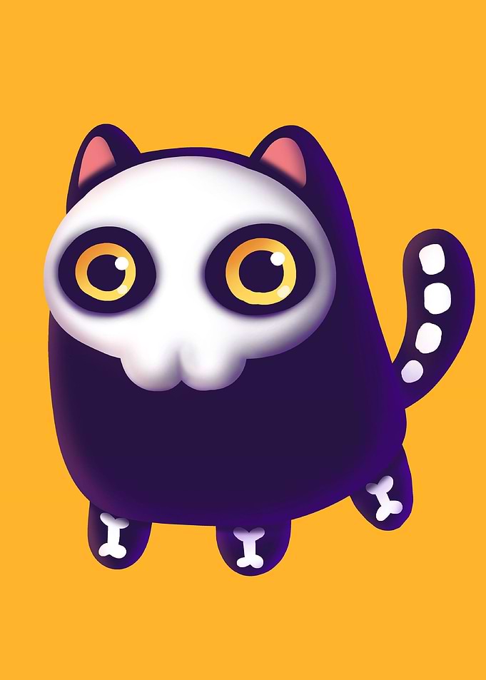 Skeleton cat halloween
