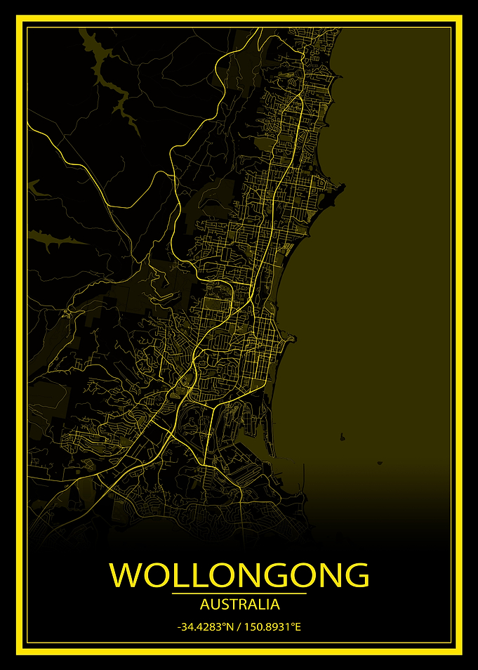 Wollongong BlackYellow Map