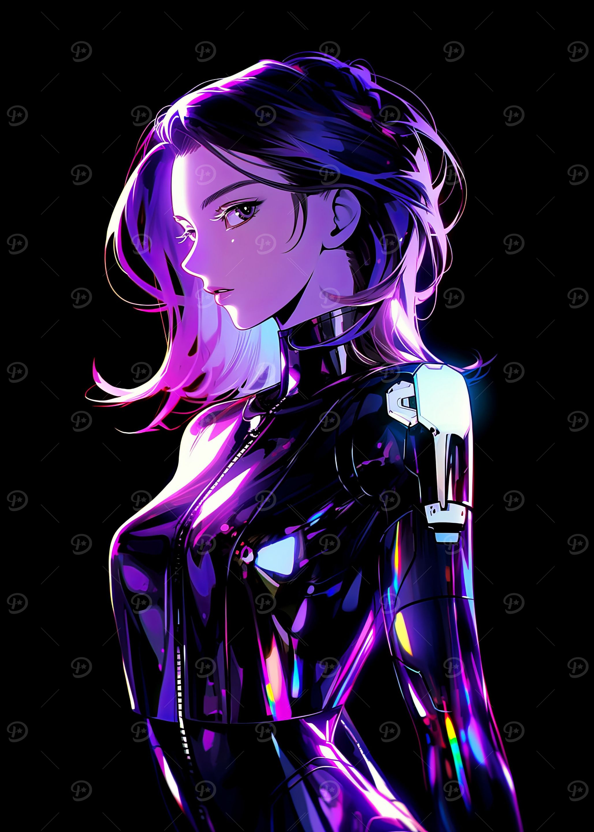 Dark Purple Beauty Model