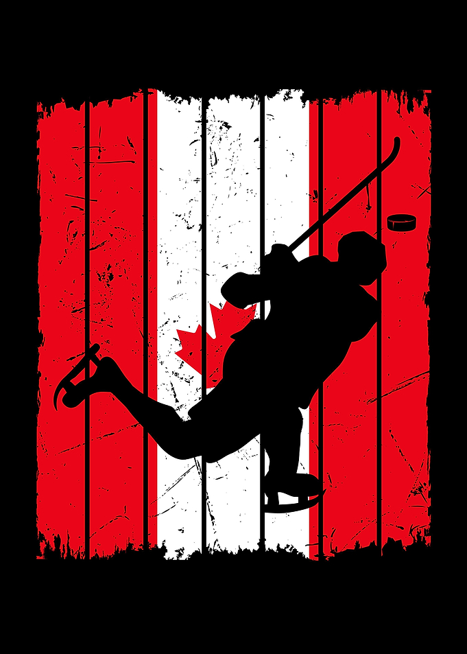 Hockey Player Canada Flag