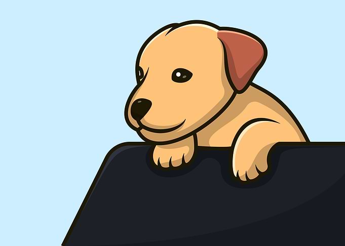 Cute dog standing behind