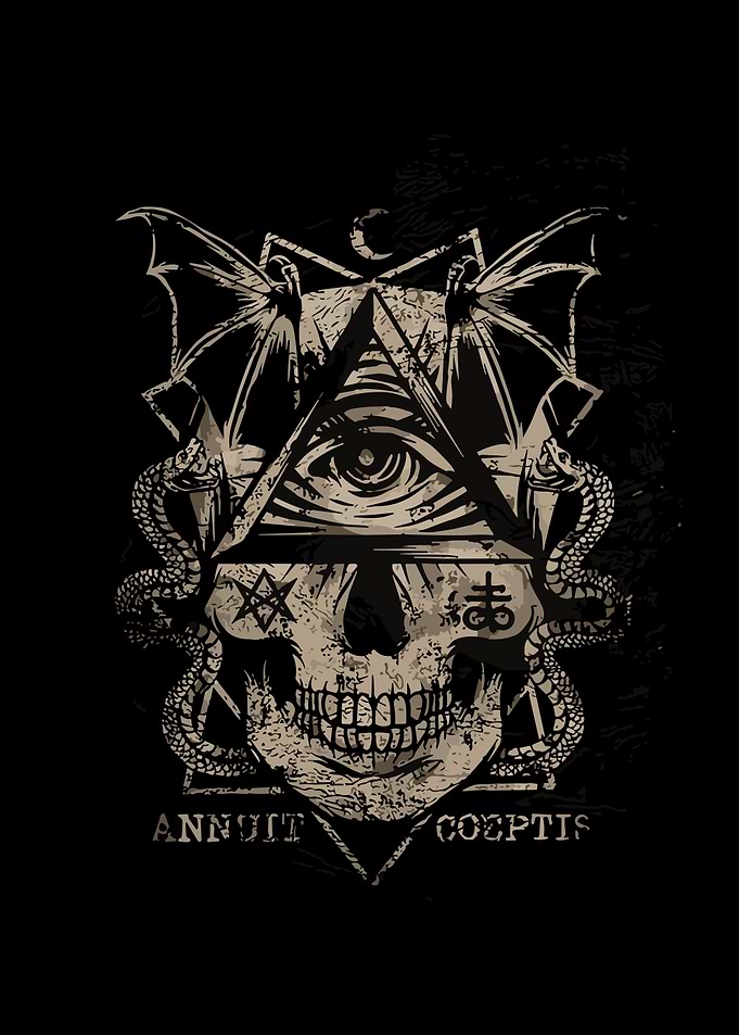 skeleton and eye symbol