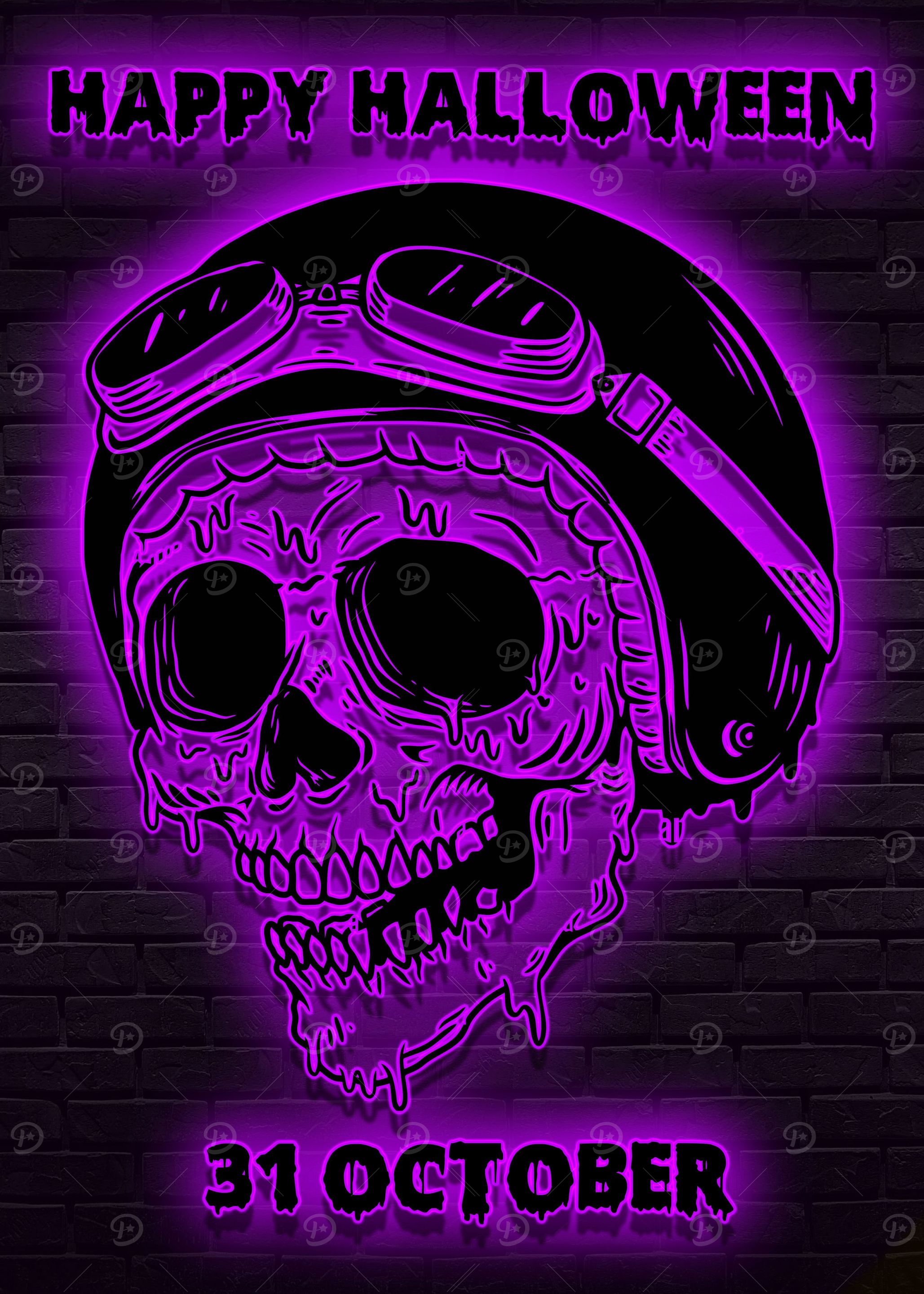 skullcap halloween neon