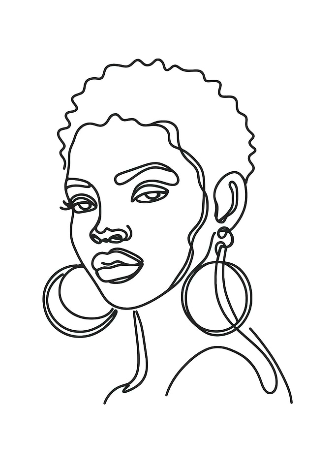 One Line Art Woman Face