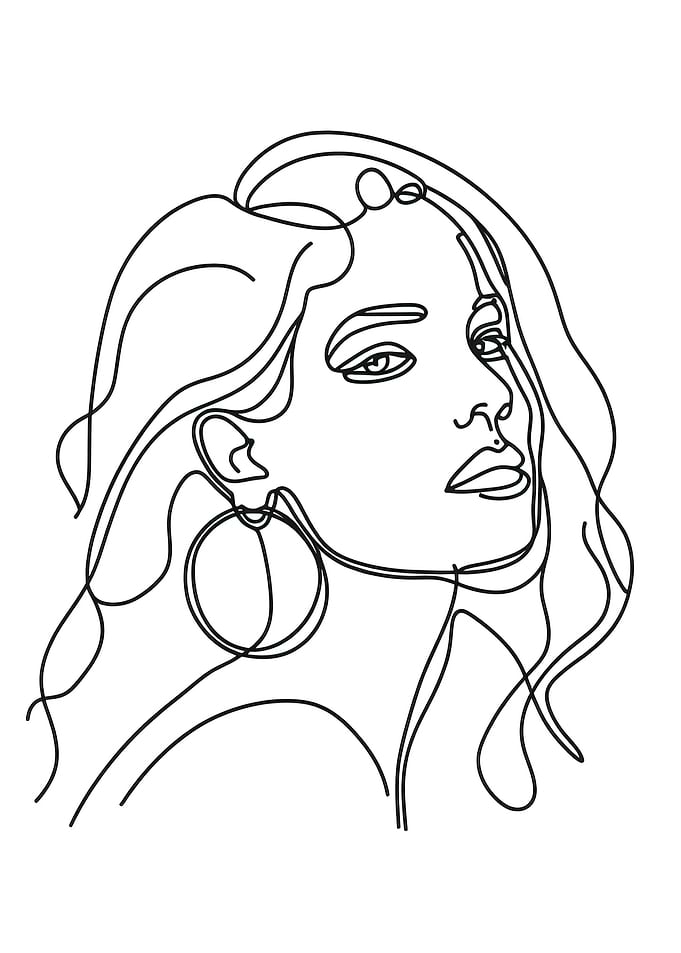 One Line Art Woman Face