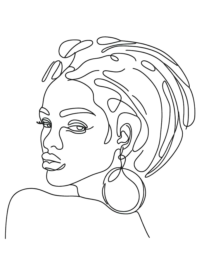 One Line Art Woman Face