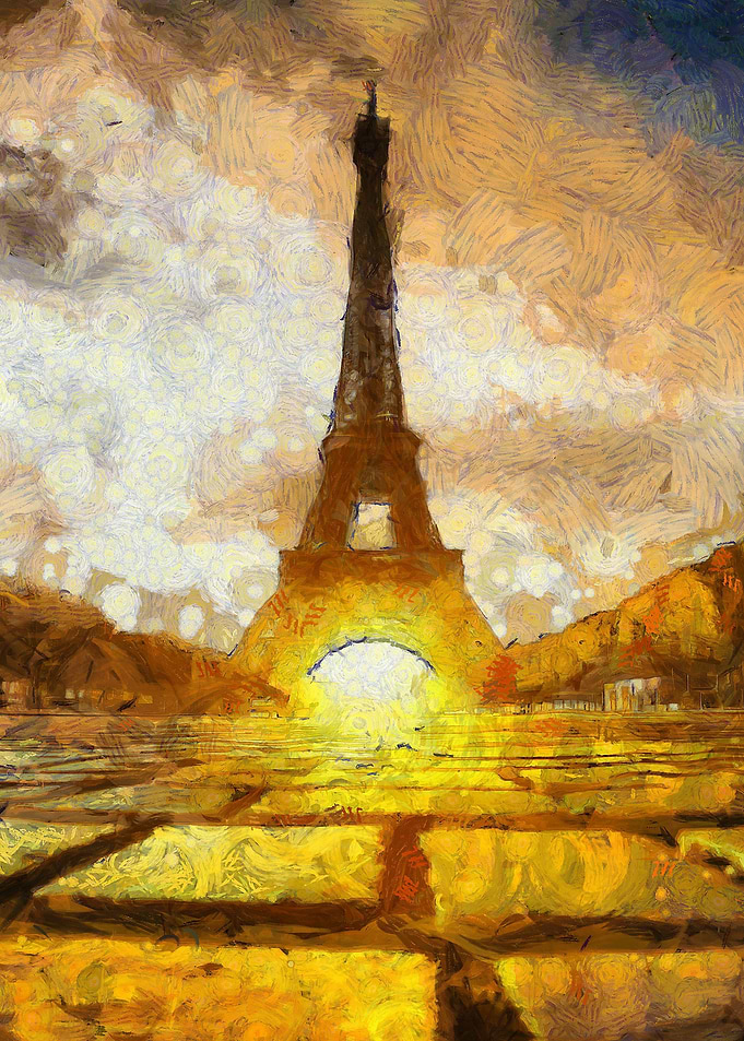 Sunrise behind Eifel tower
