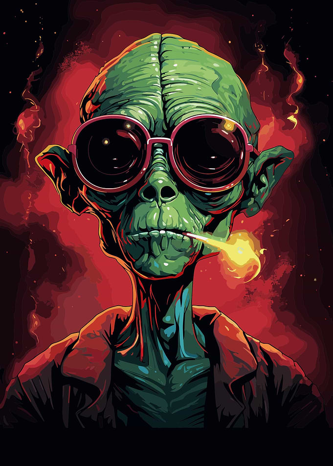 Smoking Green Alien
