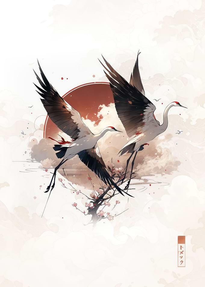 Japanese red crowned crane