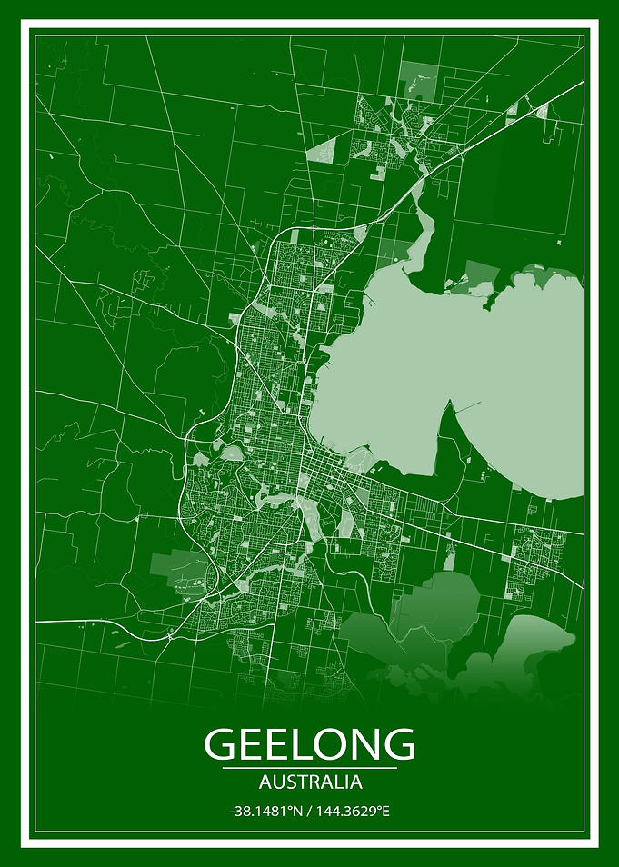 Geelong Green White Map