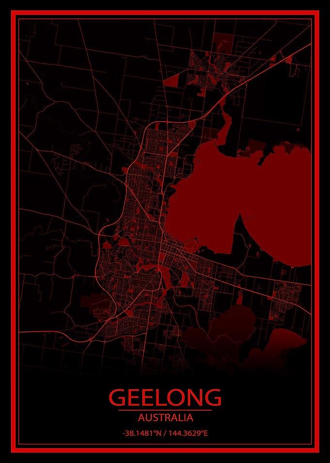 Geelong Red Black City Map