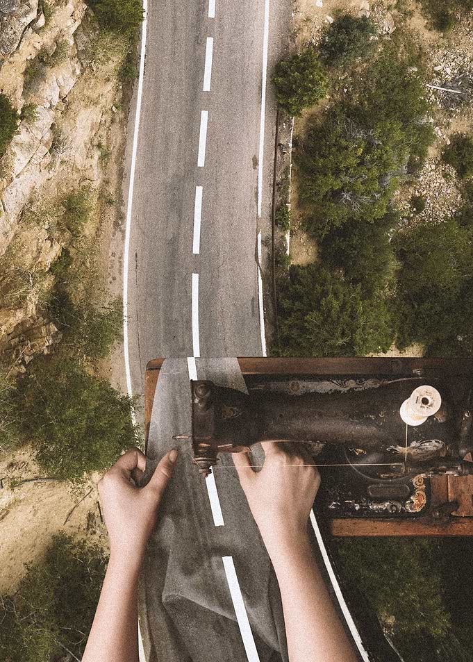 Road Sewing Collage