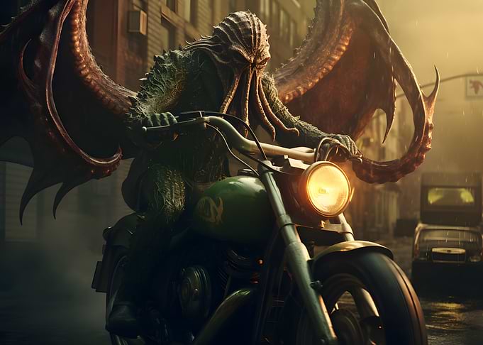 Cthulhu Driving A Chopper