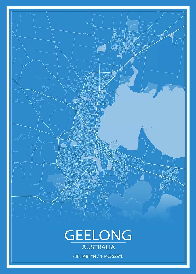 Geelong Blue and White Map