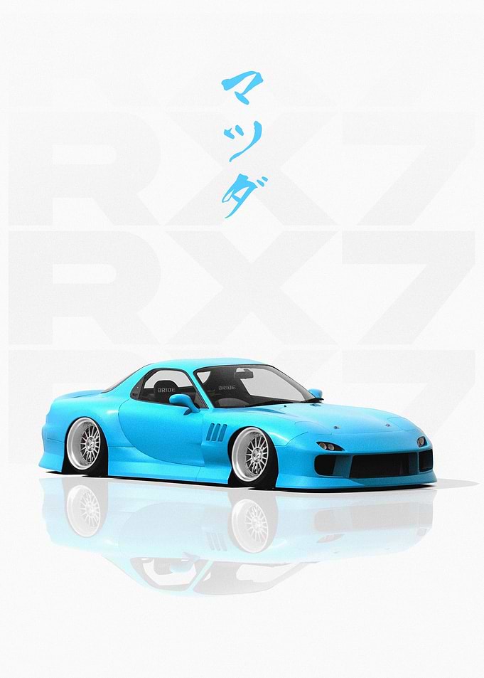 Blue JDM Mazda RX7 FD