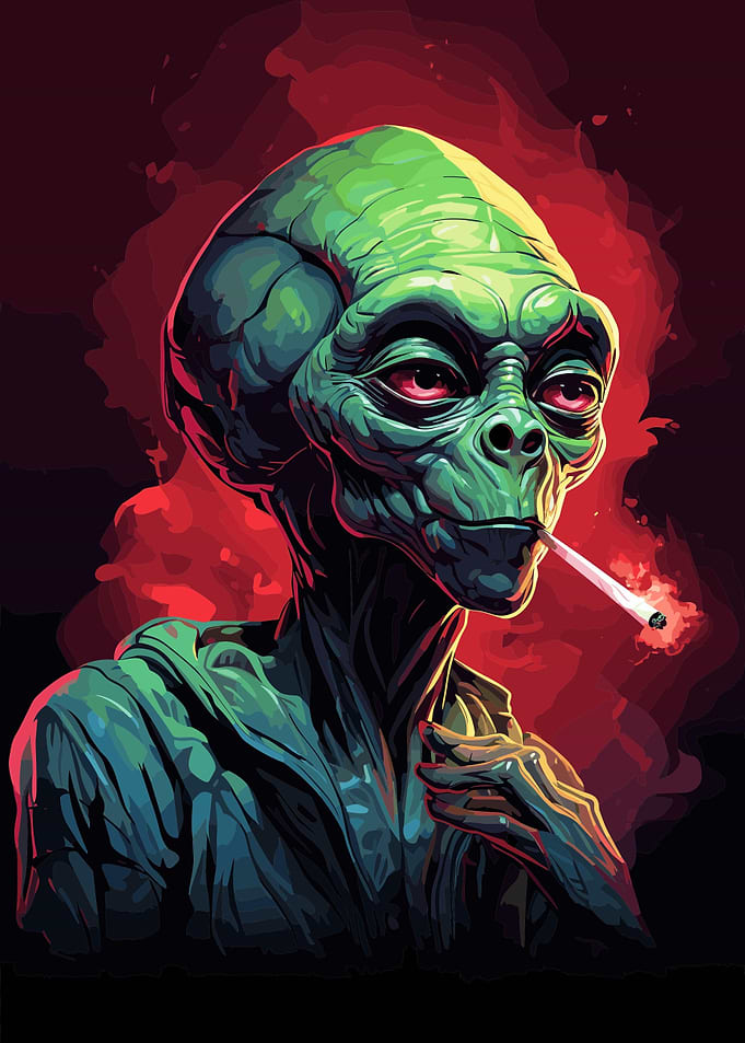 Intoxicated Green Alien